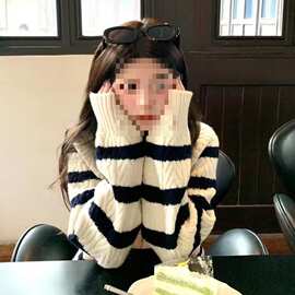 学院风条纹刺绣针织开衫上衣女秋季设计感小众毛衣外套