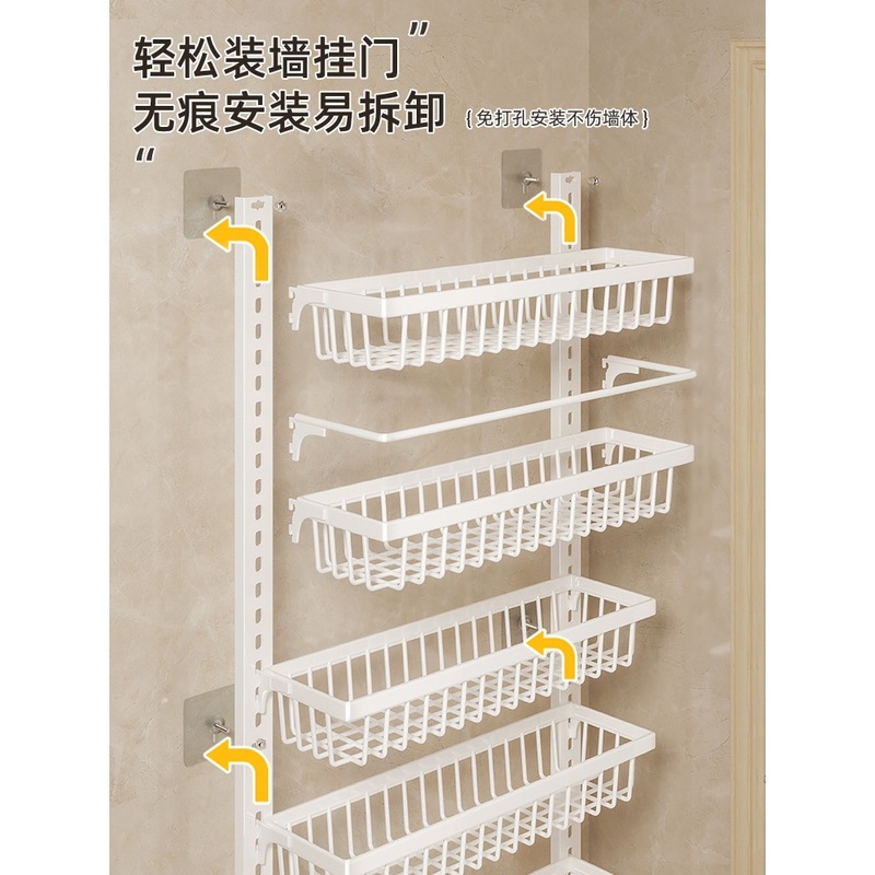 パンチフリーのバスルームトイレドア後部収納ラック狭い隙間壁掛け多層壁収納棚トイレキャビネットの横|undefined