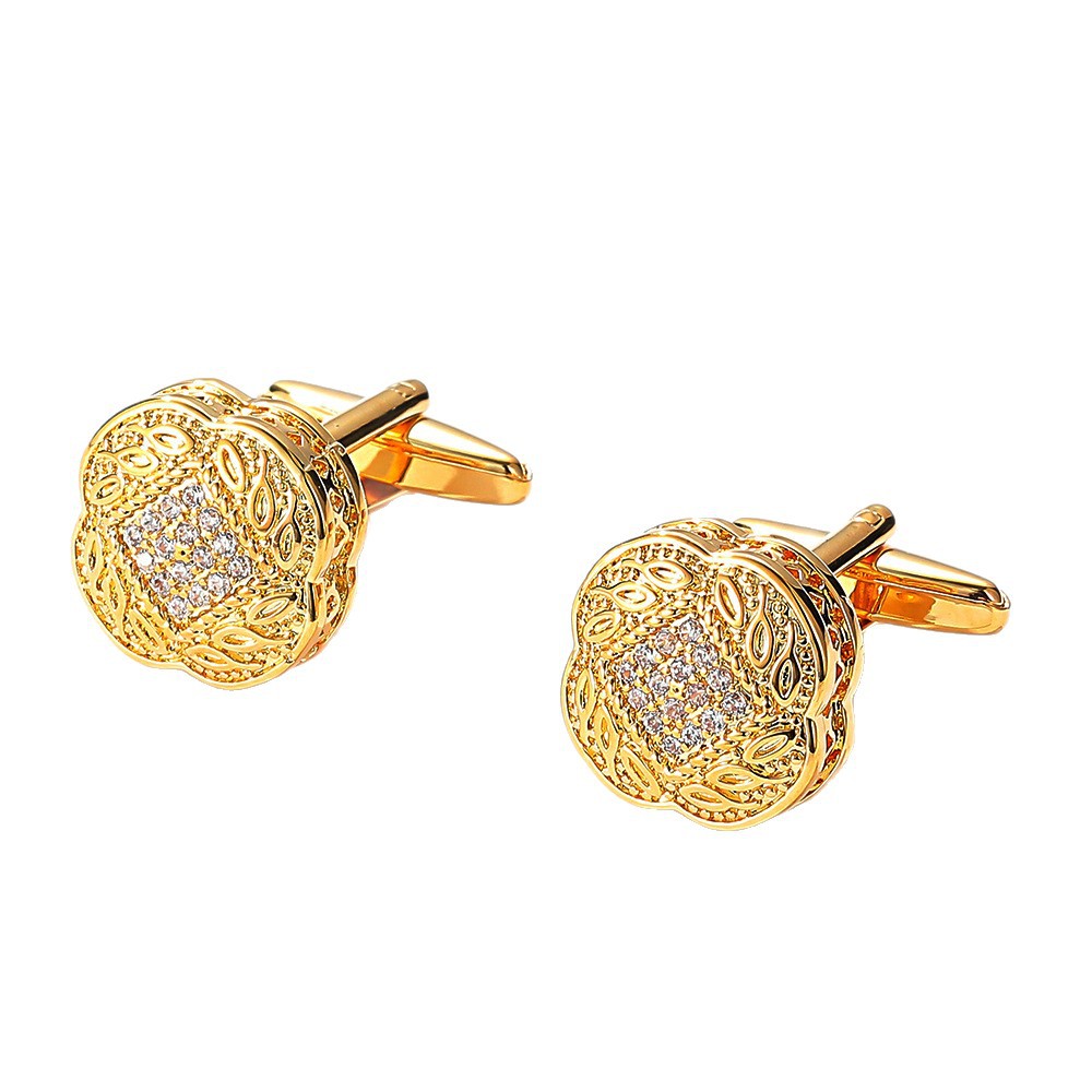 Gemelli da uomo quadrati in zircone vintage accessori camicia rame_voghion.com