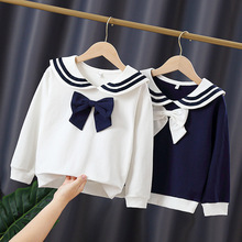 女童春秋季卫衣长袖薄款韩版童装新款海军学院风衣服儿童洋气上衣
