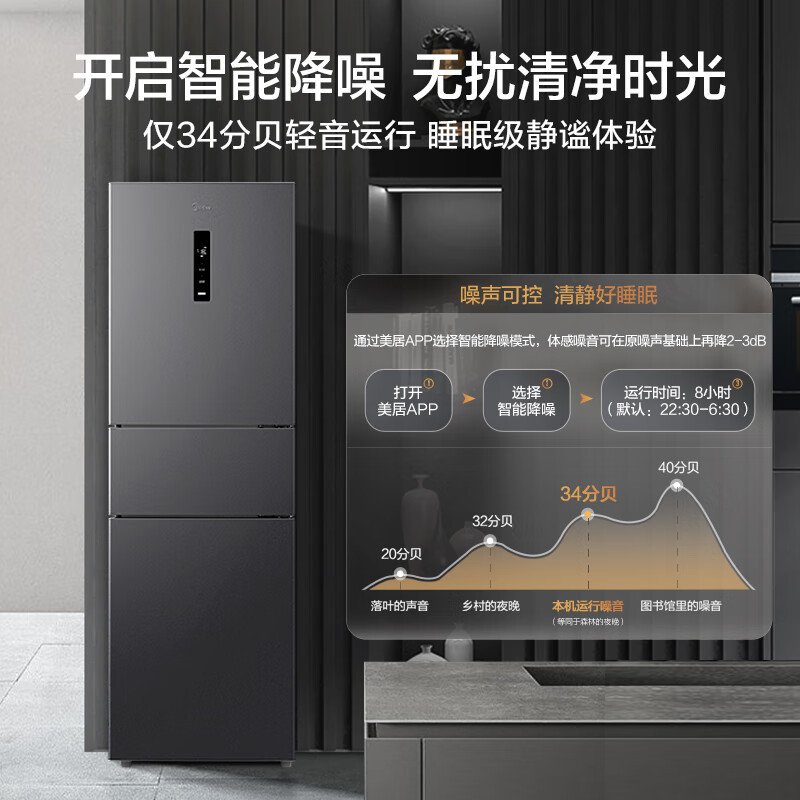 Midea/Midea MR-283WTPZE Frequency Conversion Air-cooled Frost-free Household Small Three-door Energy-saving Refrigerator