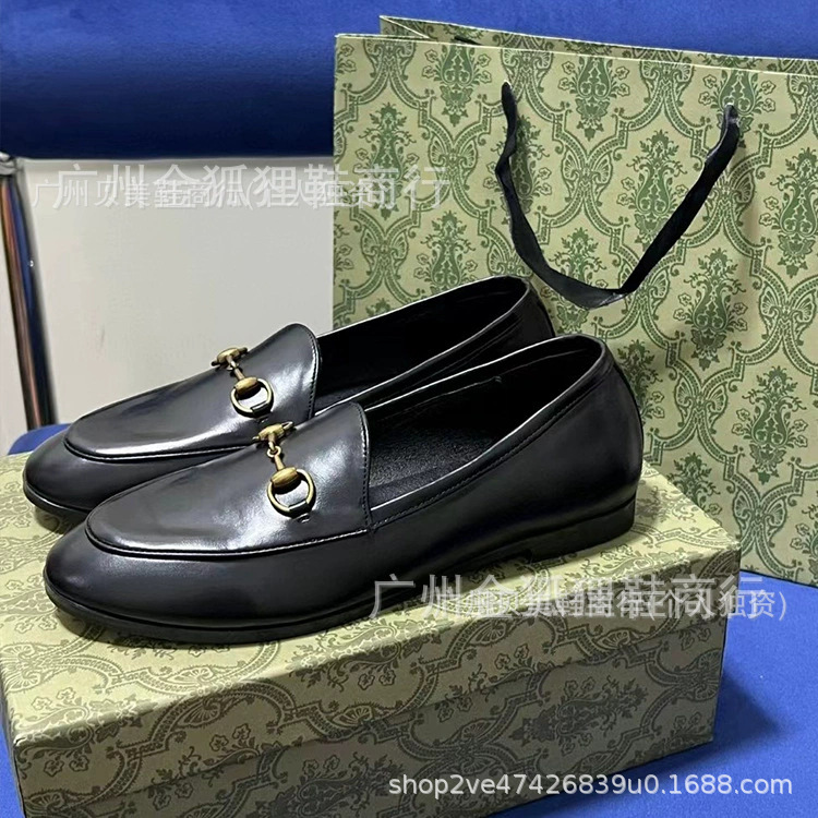 G家马衔扣乐福鞋女春季新款休闲单鞋英伦风复古老花小皮鞋平跟