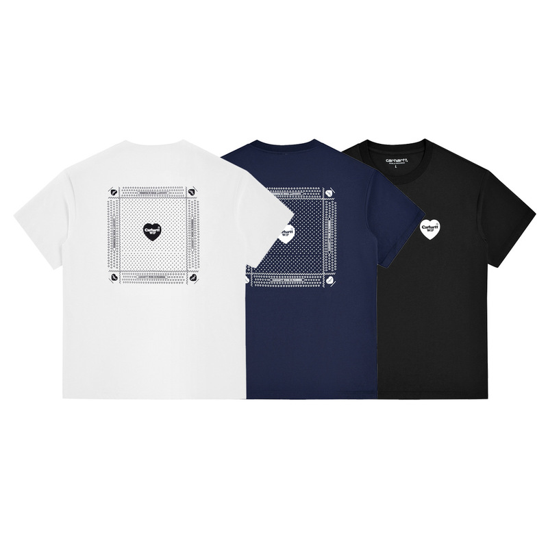 Cross-Border Carhartt New Trendy Brand Short-Sleeved Pure Cotton Men and Women Couple Heart Printed Casual Carhartt T-Shirt Cross-Border Carhartt New Trendy Brand Short-Sleeved Pure Cotton Men and Women Couple Heart Printed Casual Carhartt T-Shirt