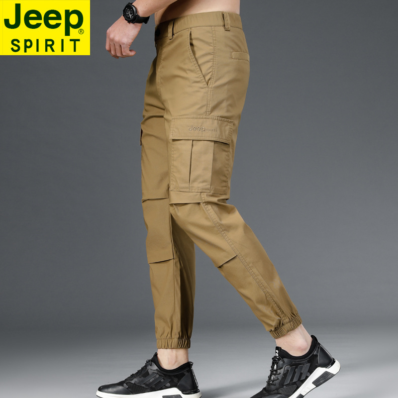 New summer thin ankle-tied overalls men's slim-fit stretch multi-pocket youth trendy sports casual pants