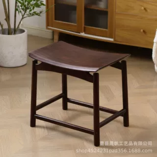 中式轻奢实木换鞋凳家用木质马鞍茶凳化妆凳客厅木制小矮凳元宝凳