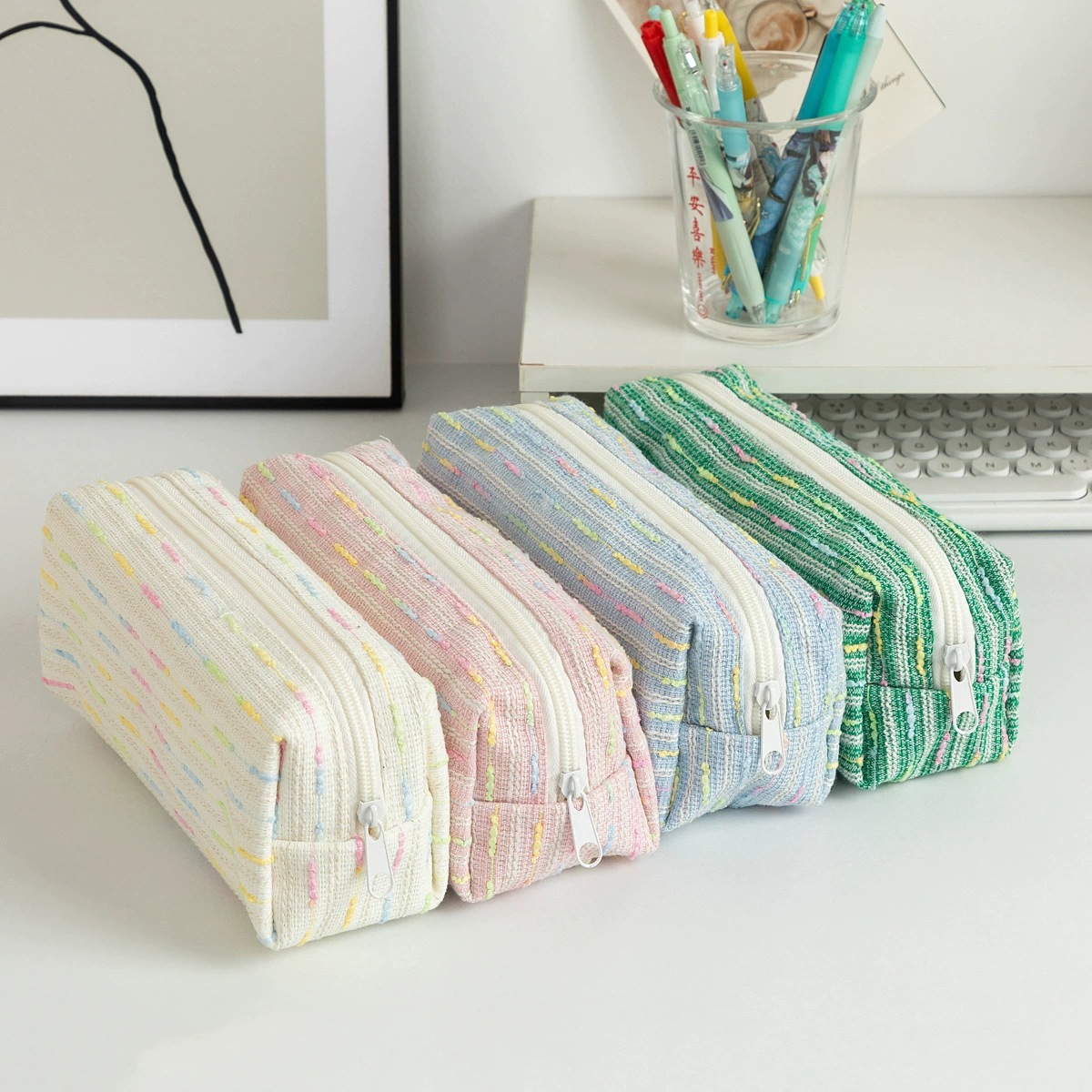 Новый стиль сумка для ручек небольшой аромат большой емкости студенческая сумка для ручек для хранения высокой стоимости ветра сумка для хранения шерсти настольная сумка для хранения