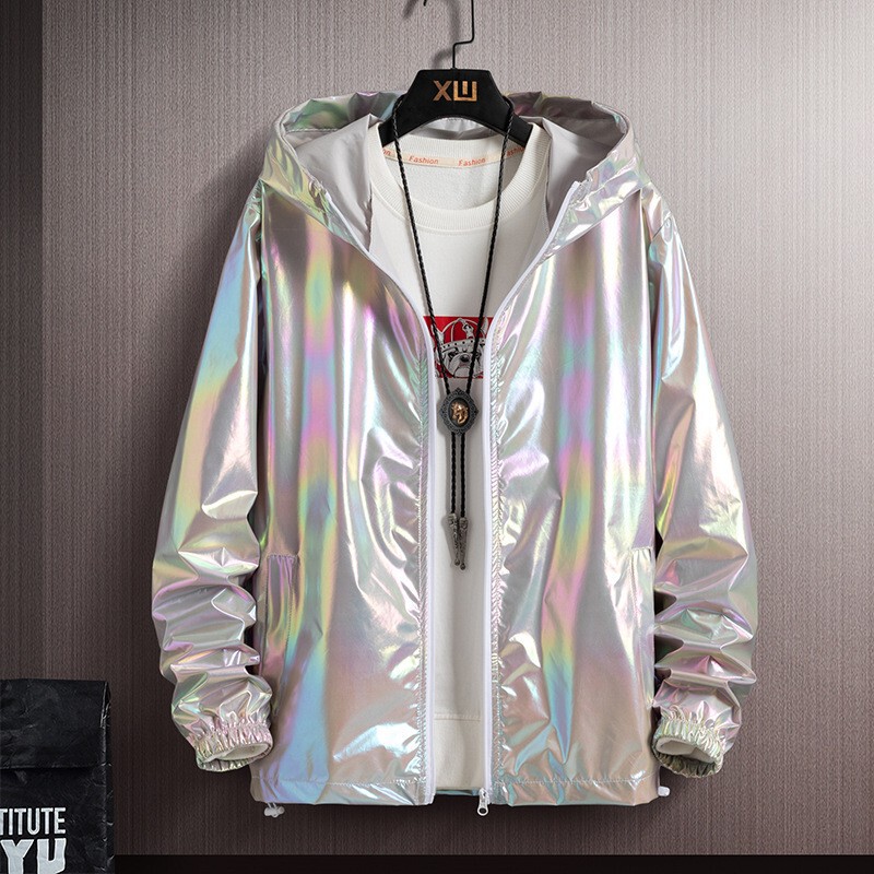 European and American summer colorful reflective sun protection clothing Men's Ice Silk ultra-thin couple's colorful thin jacket trendy gradient coat European and American summer colorful reflective sun protection clothing Men's Ice Silk ultra-thin couple's colorful thin jacket trendy gradient coat