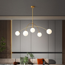 全铜极简吊灯客厅灯现代轻奢北欧餐厅卧室创意几何线条艺术魔豆灯