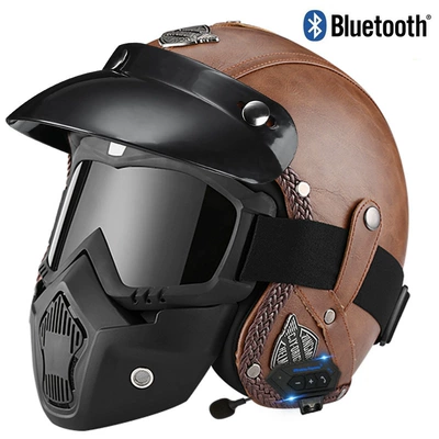 Motosiklet kaskı (dəbilqə) – 3C certification cross-border electric motorcycle - dark-brown-mask-bluetooth-s