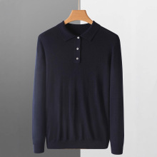 新款POLO时尚羊毛打底2025春秋季短袖男士翻领宽松纯色羊毛衫