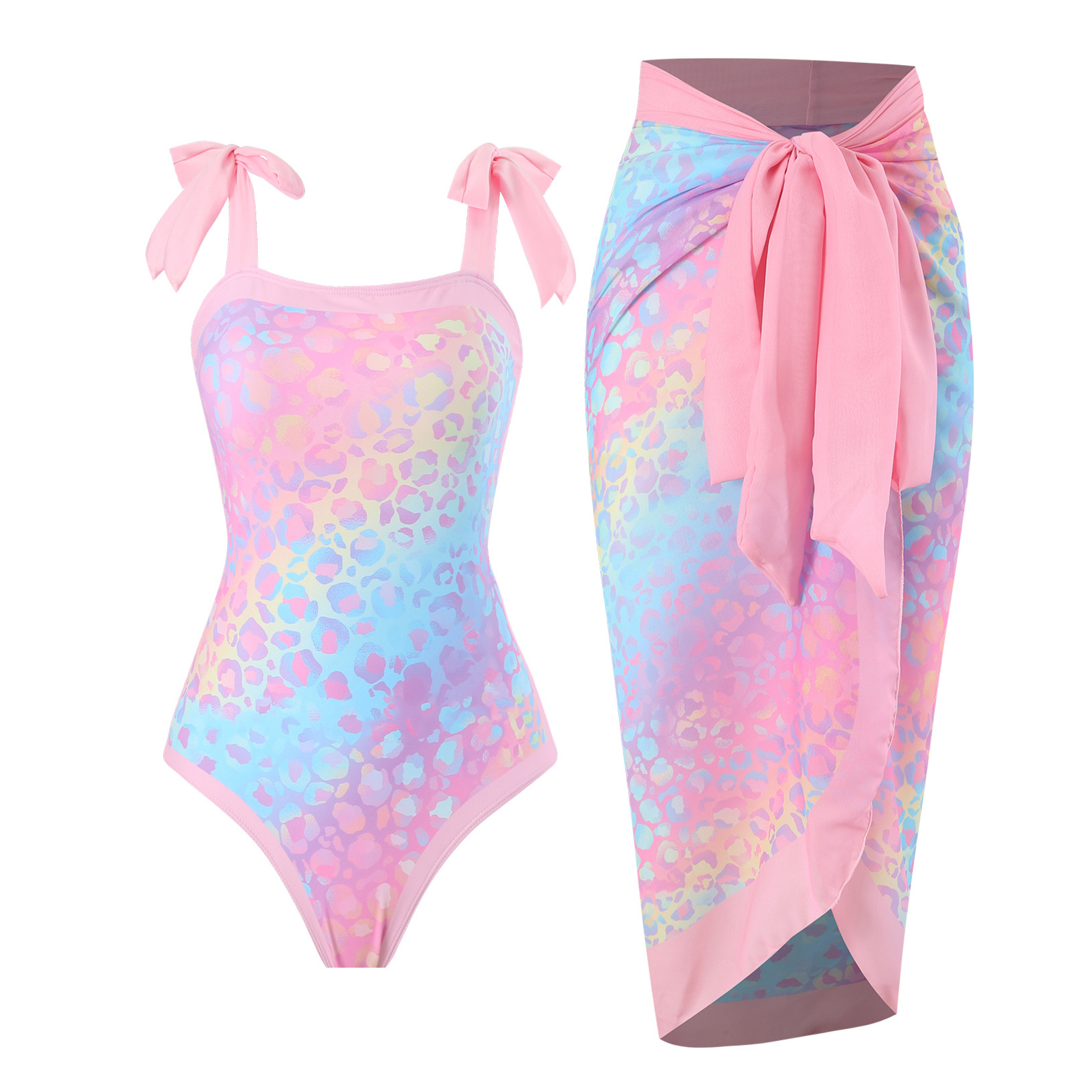 Traje de baño de una pieza estilo europeo y americano para comercio exterior 2024, traje de baño conservador para primavera caliente, protección solar para mujer, cubierta de chifón, ajuste delgado