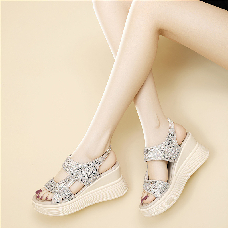 Sandal nữ đính đá đế dày mềm mại 2026 — 6144 Da đen, 6144 Màu be