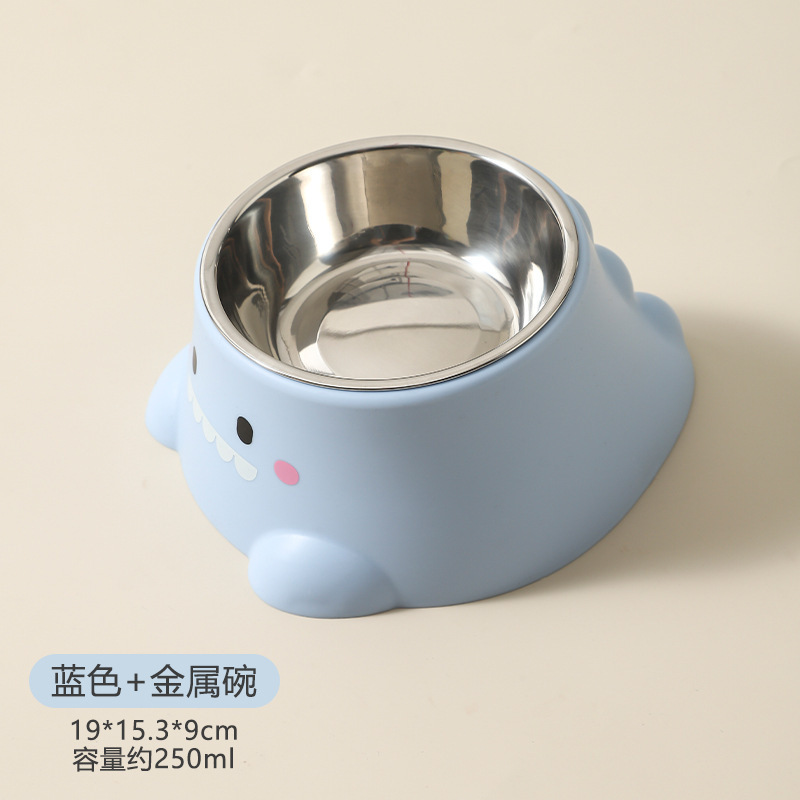 可爱恐龙宠物碗猫咪狗狗塑料不锈钢食盆猫狗粮宠物喂食碗宠物用品|undefined