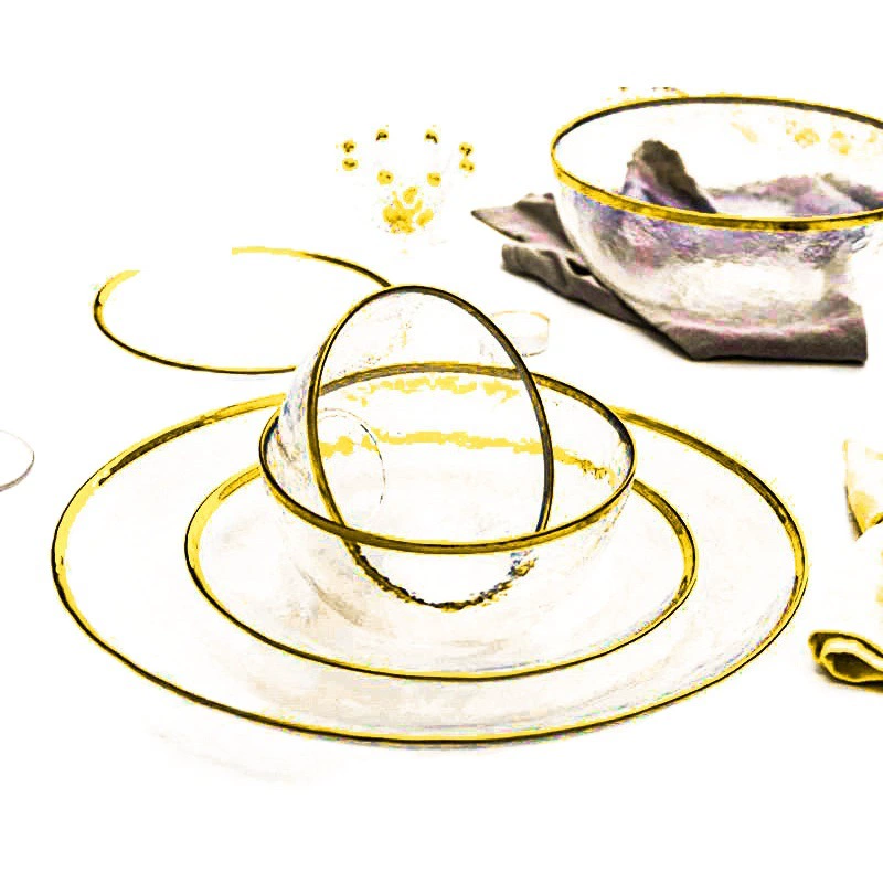 Креативная пномпенская стеклянная посуда ручной работы в Европейском стиле, прозрачная стеклянная обеденная тарелка, Бытовая Посуда и блюдо, посуда, костюм оптом