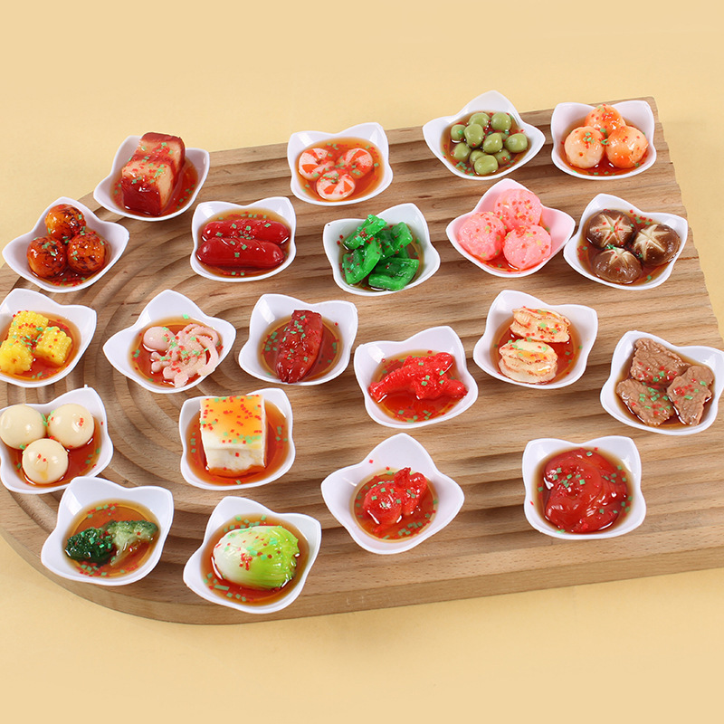 Simulation food pendant four-corner dish dish stir-fry model creative Chinese food doll house play house kitchen toys