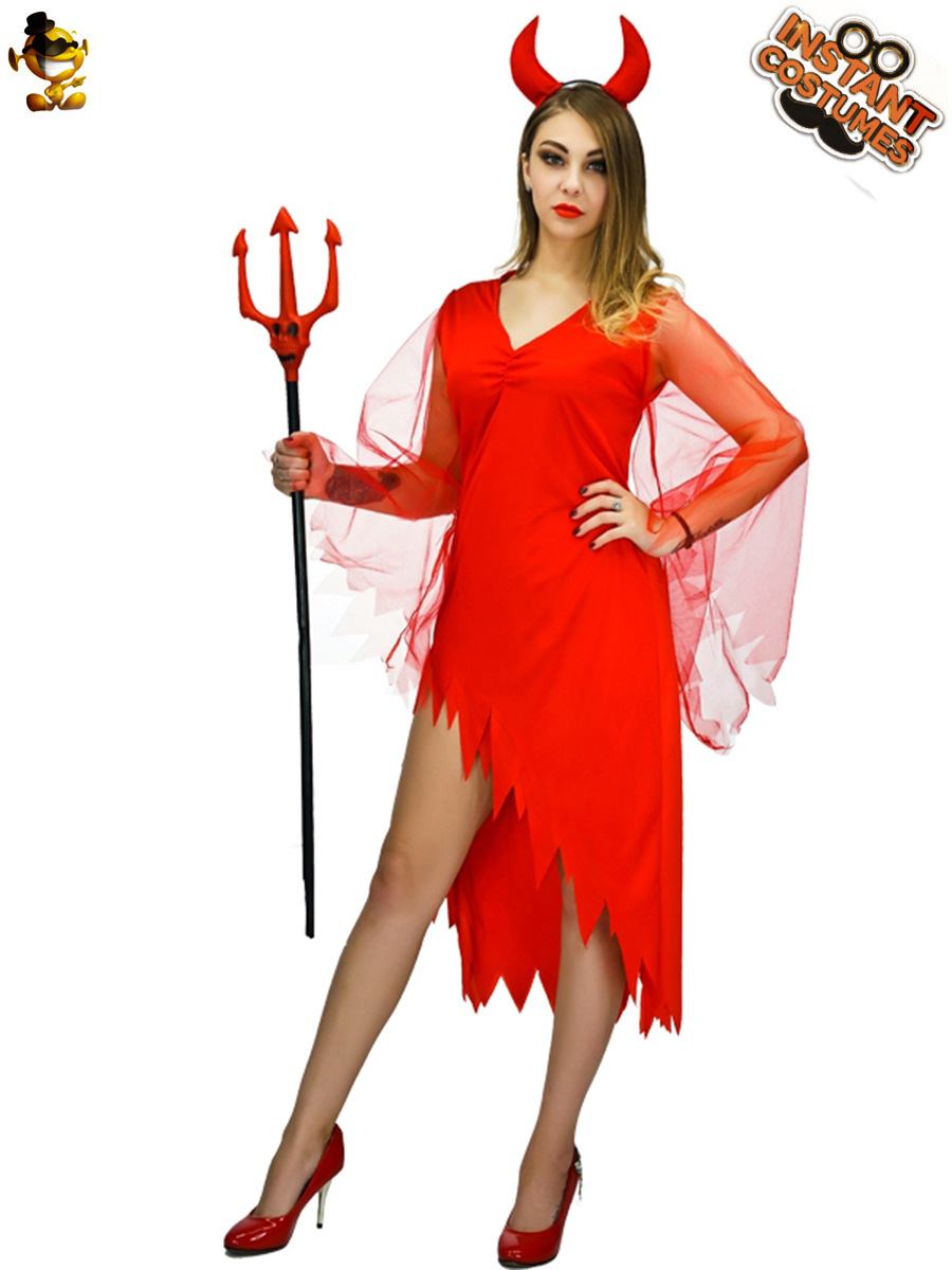 Rojo horror mujer demonio traje de Halloween fantasma Festival Cosplay fiesta de baile etapa Cosplay
