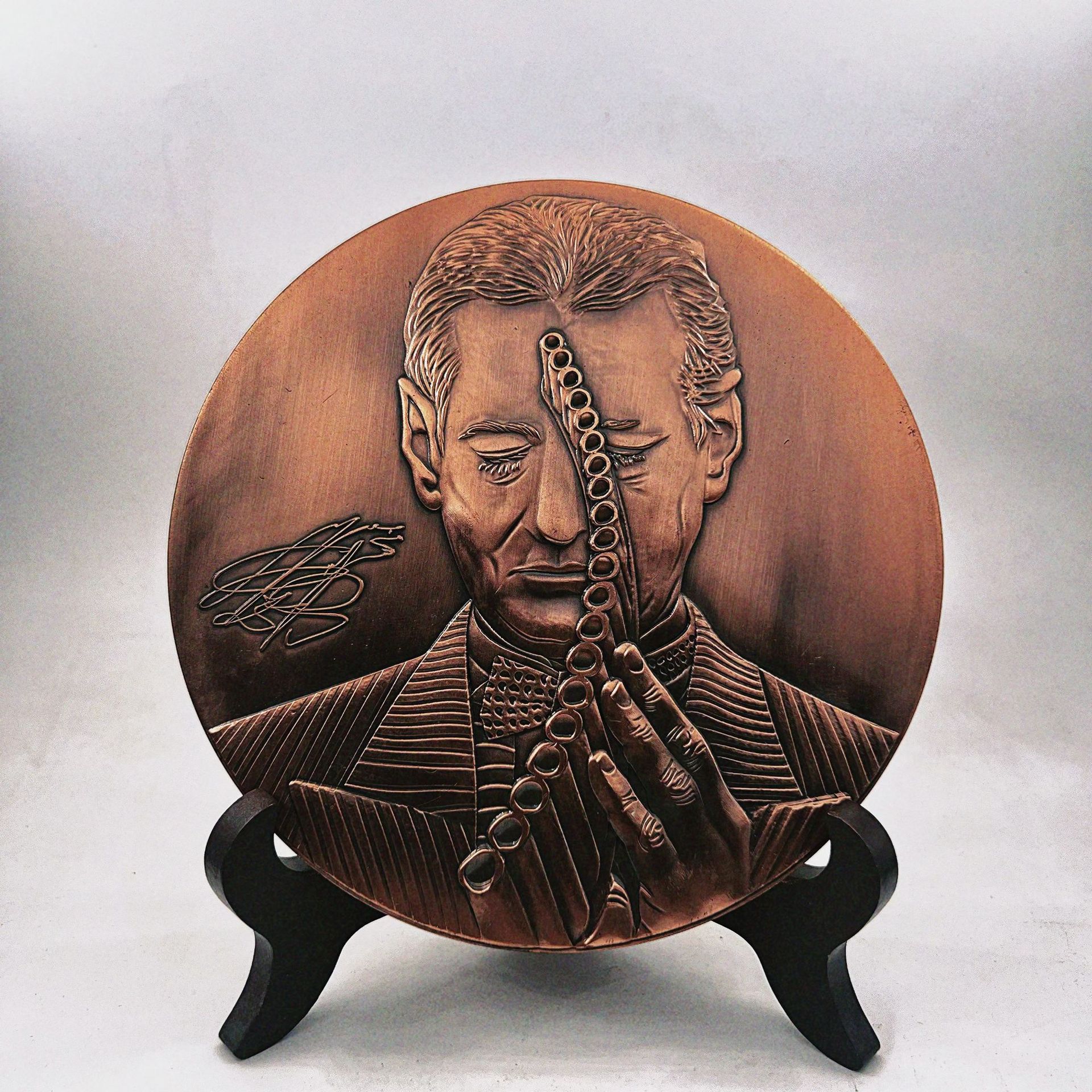 大铜章定制浮雕纪念章复古工艺品摆件周年庆金属纪念盘定制奖盘