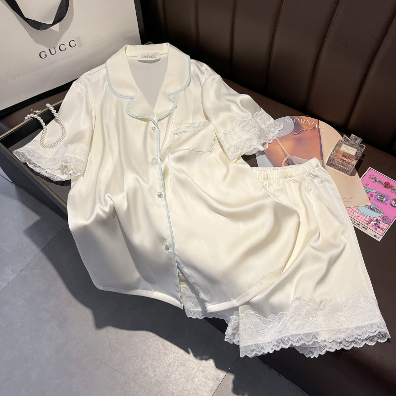 21 Mumi 厚手のシルクパジャマ女性のための春と夏の無地マルベリーシルク長袖ズボンホームウェアセットアウターウェア|undefined