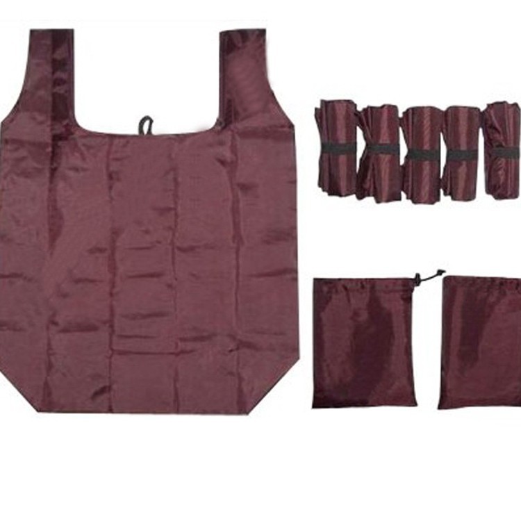 供应涤纶抽绳收纳袋 尼龙折叠背心袋 涤纶尼龙手提购物袋袋