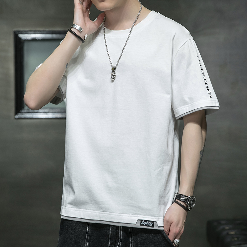 M - 8XL gran algodón hombre de manga corta camiseta de moda de verano deportiva casual de media manga camiseta de comercio exterior