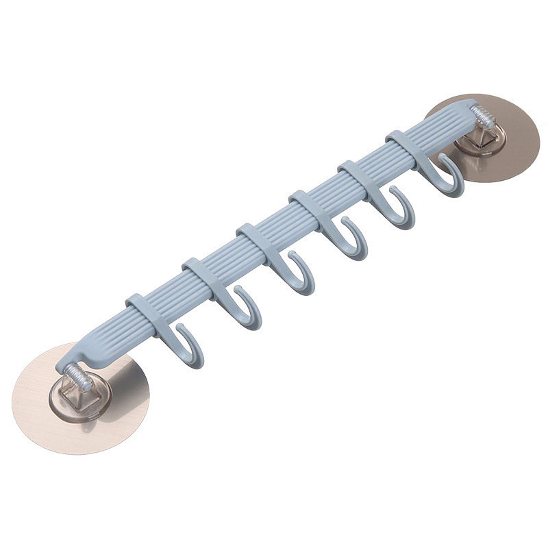Ganchos adhesivos de pared para cocina y baño, de seis filas, con 6 eslabones, sin taladro, sin rastro, al por mayor.