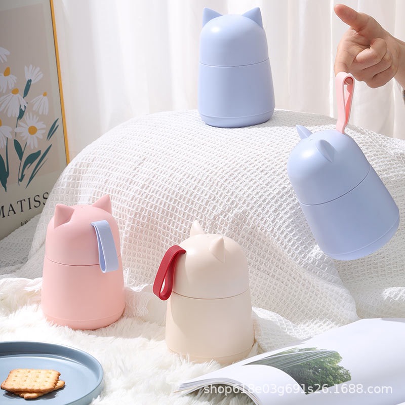 Cute Sealed Milk Oatmeal Portable Student Dormitory Cup, Cute and Aesthetically Pleasing, Female Ins-Style Creative Porridge Cup, White