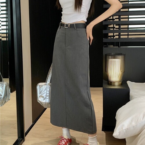 High-waisted straight package hip skirt women's 2025 summer new style, light, mature style, warm name, slimming, split a-line long dress