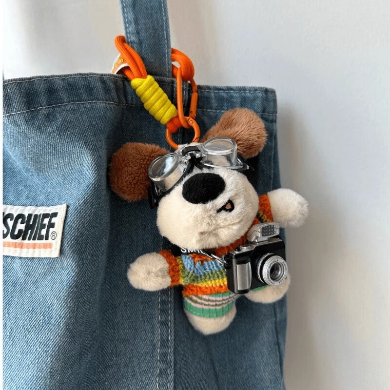 Japanese Purchasing Agent Cartoon Camera Puppy Clothes Bag Pendant Doll Backpack Plush Doll Keychain Couple