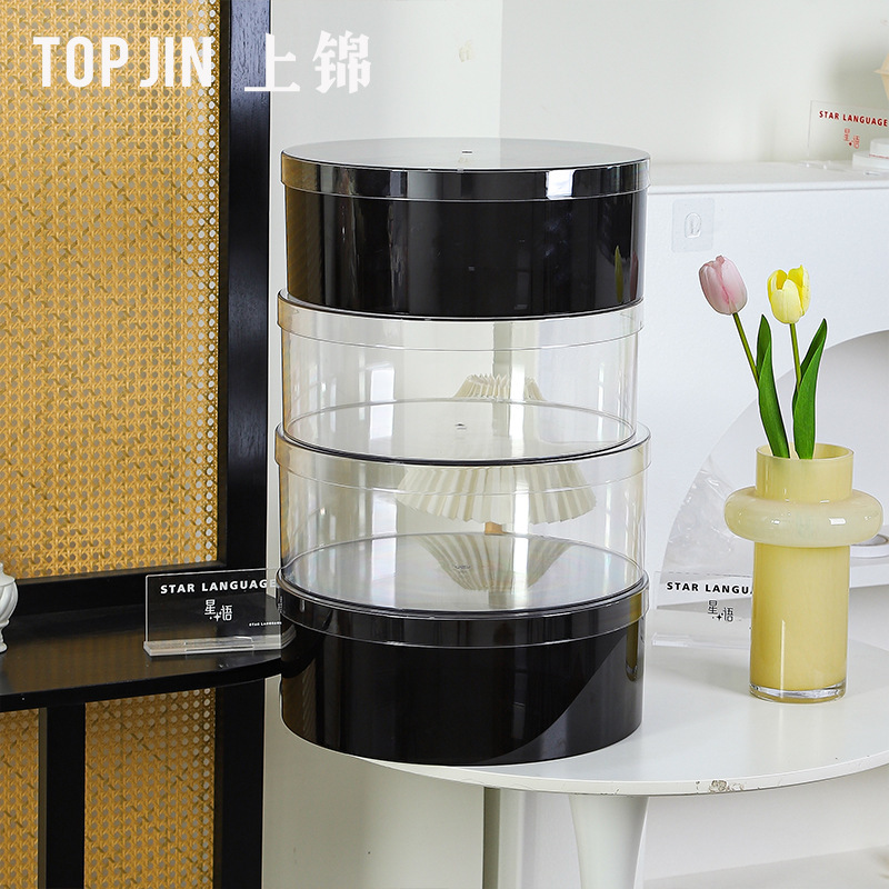 上锦 新品清透圆形盒子PET透明鲜花水果鲜花盒礼品包装盒花艺资材|undefined