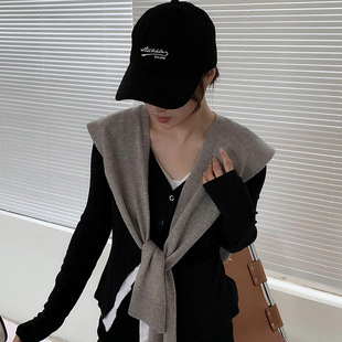 Wool Solid Color Knitted Shawl Women's Summer Waistcoat False Collar for Air-conditioned Room Spring and Autumn Collocation Shirt Shoulder Fashion