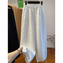 大棉裤女外穿秋冬季加绒加厚2025新款休闲运动直筒夹棉白色阔腿裤