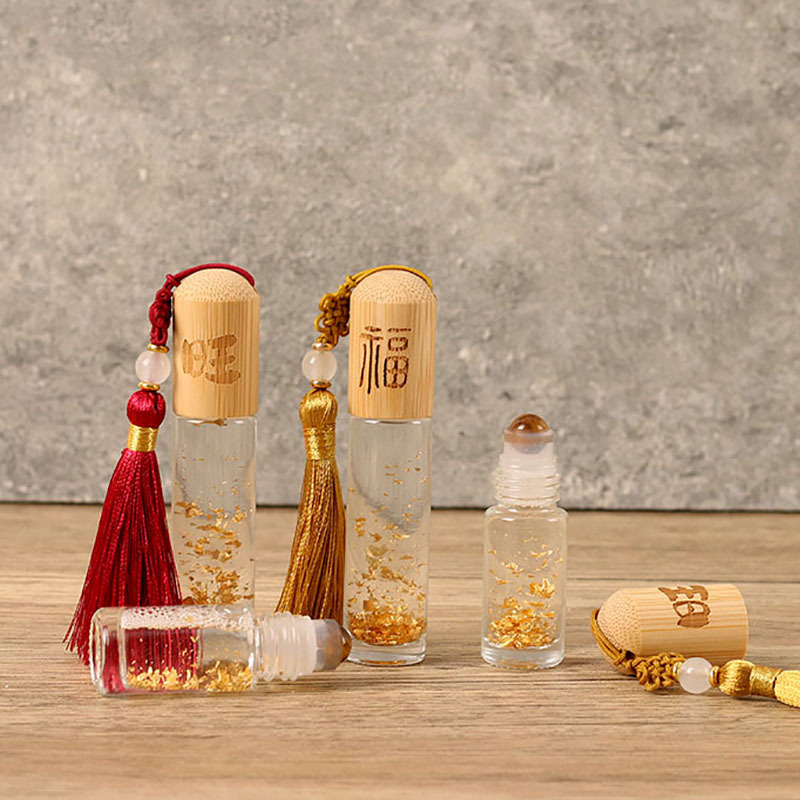 5ml10ml祝福虎眼石高档流苏精油瓶宝石滚珠瓶走珠分装瓶DIY可雕刻