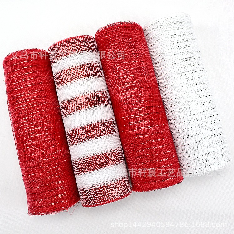 Navidad malla decorativa PP malla de plástico Amazon transfronteriza múltiple oro seda embalaje malla hogar vacaciones cinta