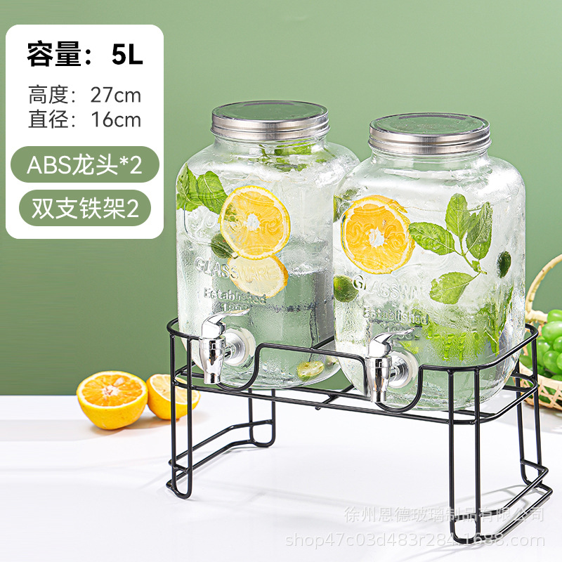 Barril de vidrio grueso barril de cola transparente con grifo sellado barril de frutas taza hervidor certificación de grado alimenticio image 12