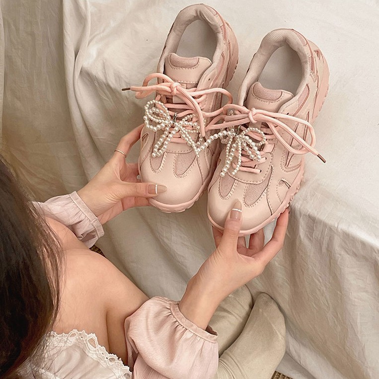 Trendy Pearl Versatile Retro Thick Sole Torre Shoes Women's 2025 New Spring and Autumn Lightweight Heightened German Training sneaker