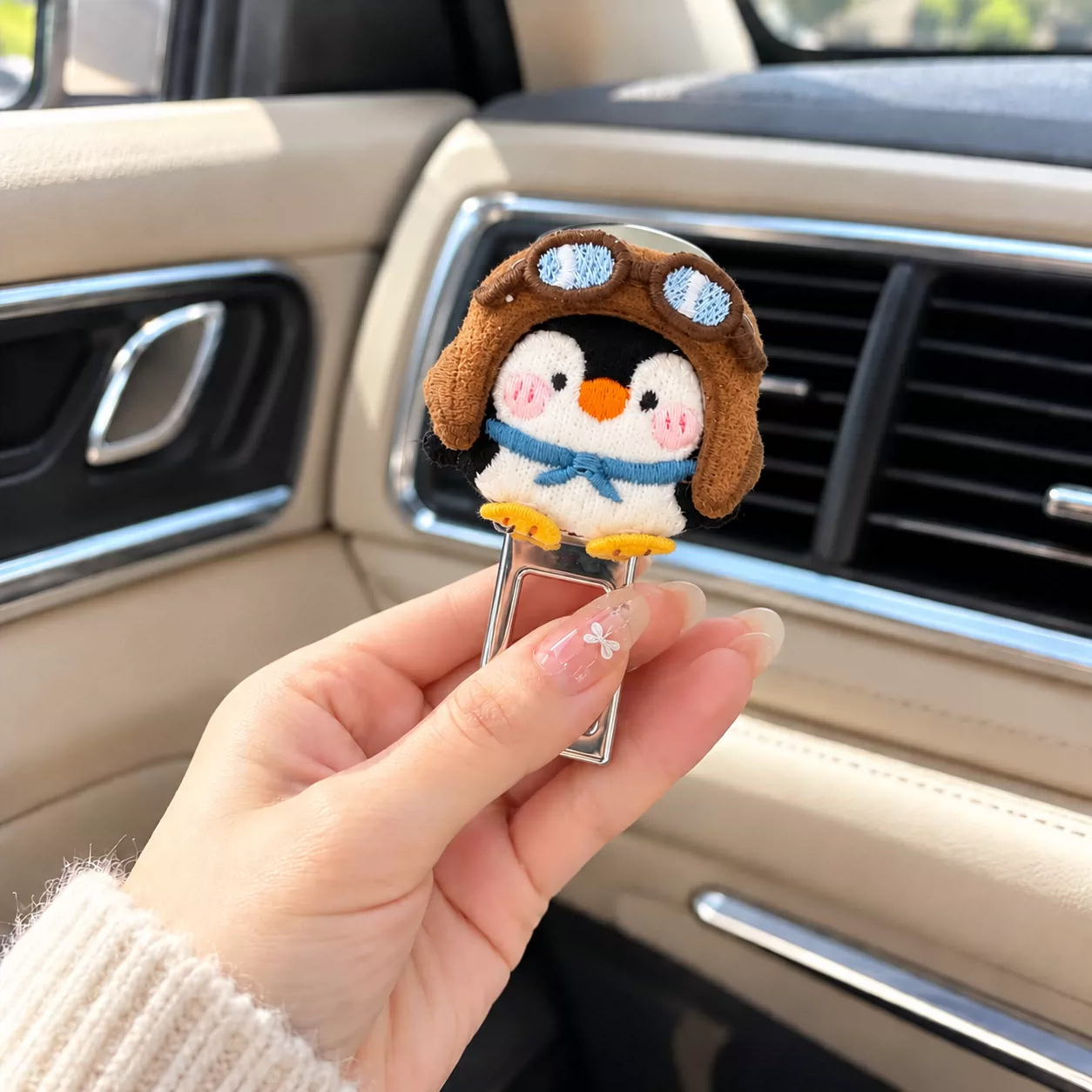 귀여운 펭귄 차량용 안전벨트 버클 장식 클립