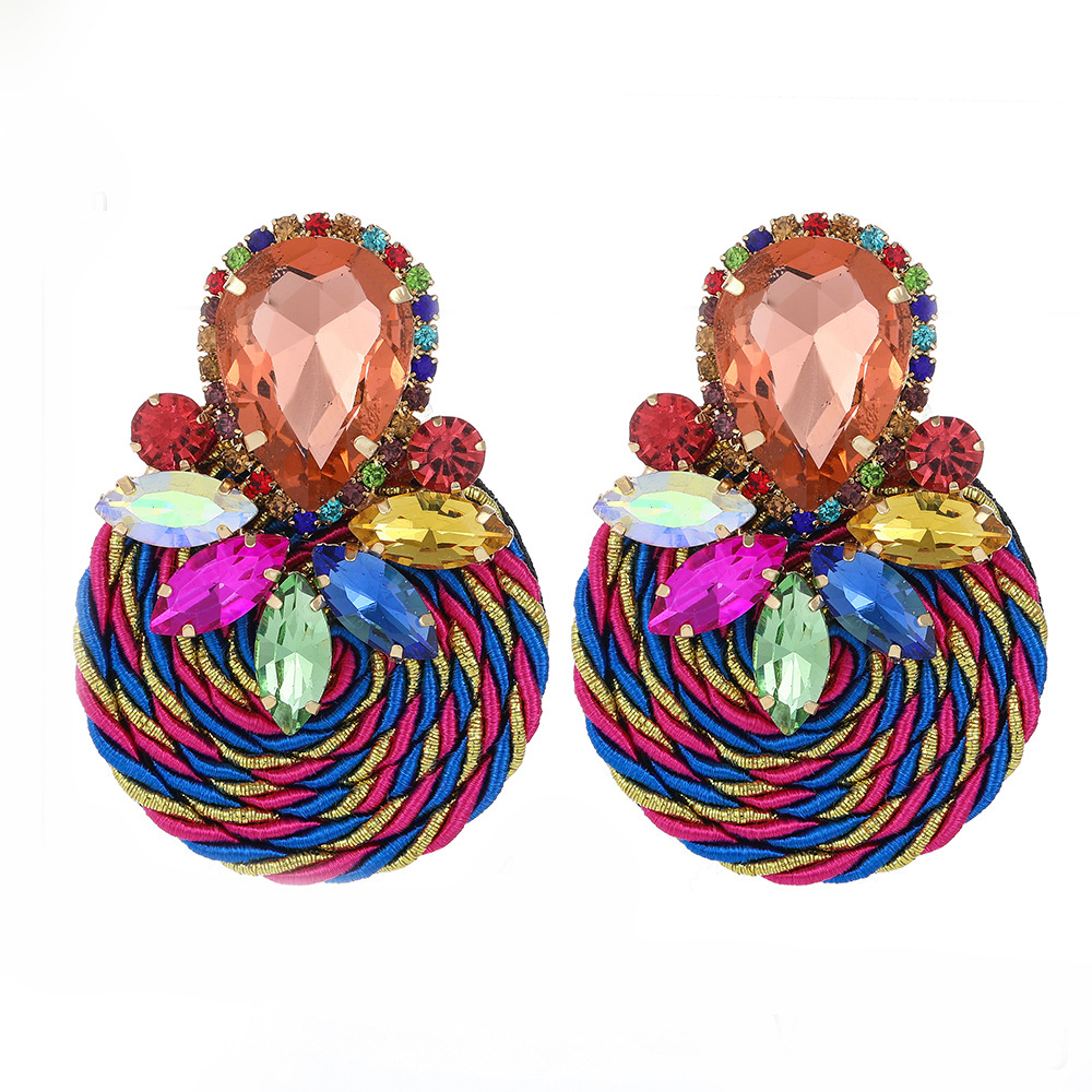 Fashion Round Diamond Braided Earrings display picture 13