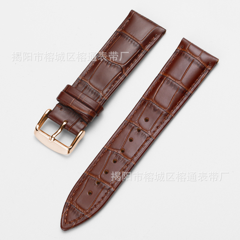 Suministro directo de fábrica primera capa de piel de vaca hebilla de reloj correa de bambú raya multi-color opcional hombres y mujeres 12 -- 24mm