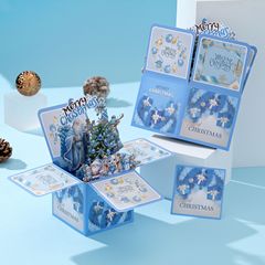 跨境爆款圣诞节手写立体盒子可加音乐灯3d纸雕创意节日类礼