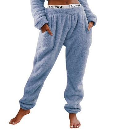 2023 ropa de mujer transfronteriza europea y americana Amazon AliExpress pantalones casuales de mujer de color sólido Pantalones deportivos de lana pantalones atados al tobillo image 2
