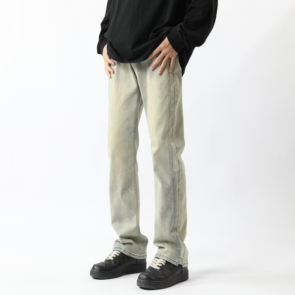 Niños 2024 primavera y otoño nuevos jeans tendencia de la calle retro simple y suelto recto pantalones largos de pierna ancha