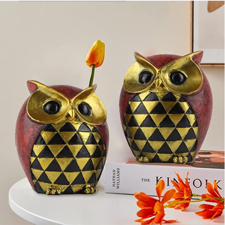 Resin Owl Figurine Red