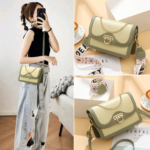 Manufacturer's bag for women 2024 new fashion contrasting color one-shoulder small square bag casual simple cross-body bag for women one-piece drop shipping