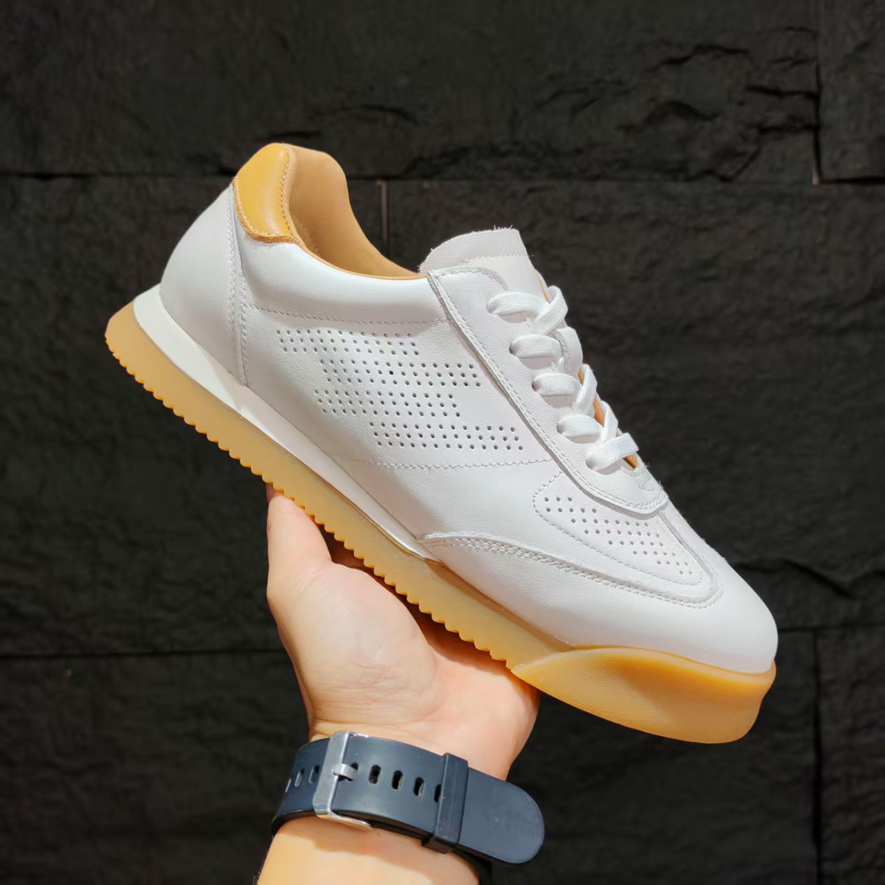 [Cuero de vaca de cabeza] nuevo cuero de moda para hombres, zapatos casuales transpirables Agan De-Training transpirables y resistentes al desgaste