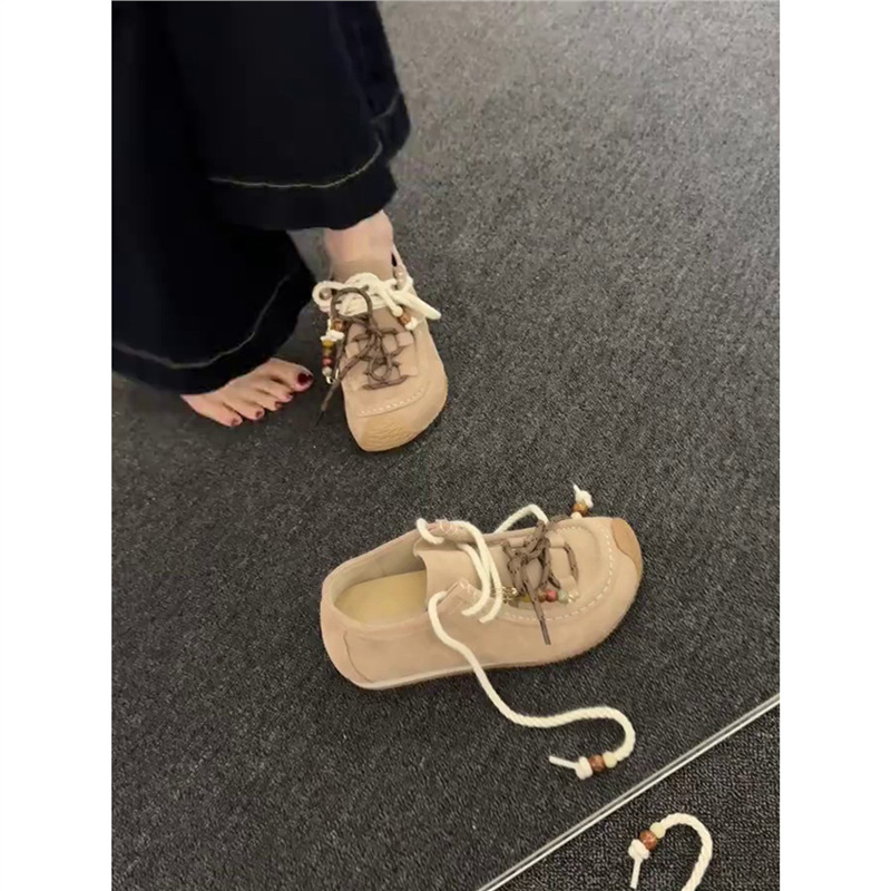 牛皮版~厚底内丑萌勃肯鞋复古圆头系带阿甘鞋百搭休闲运动鞋