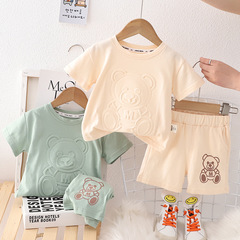 Summer Set for Kids (Boys and Girls), New Cartoon Baby Summer Clothing, Athletic Short-Sleeve T-Shirts, Two-Piece Set, Wholesale Available