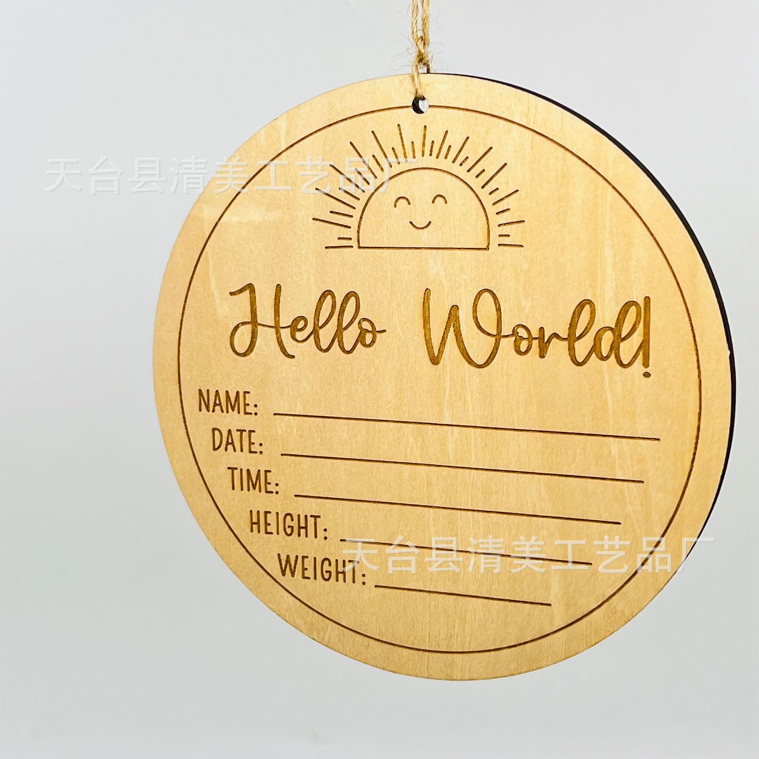 Tarjeta de hito de madera para bebé tallada a doble cara