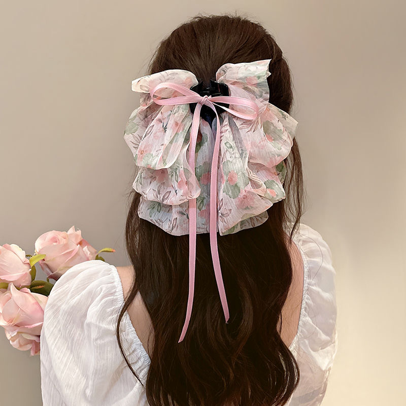 Women's Japanese Style Sweet Bow Knot Cloth Floral Hair Claws display picture 25