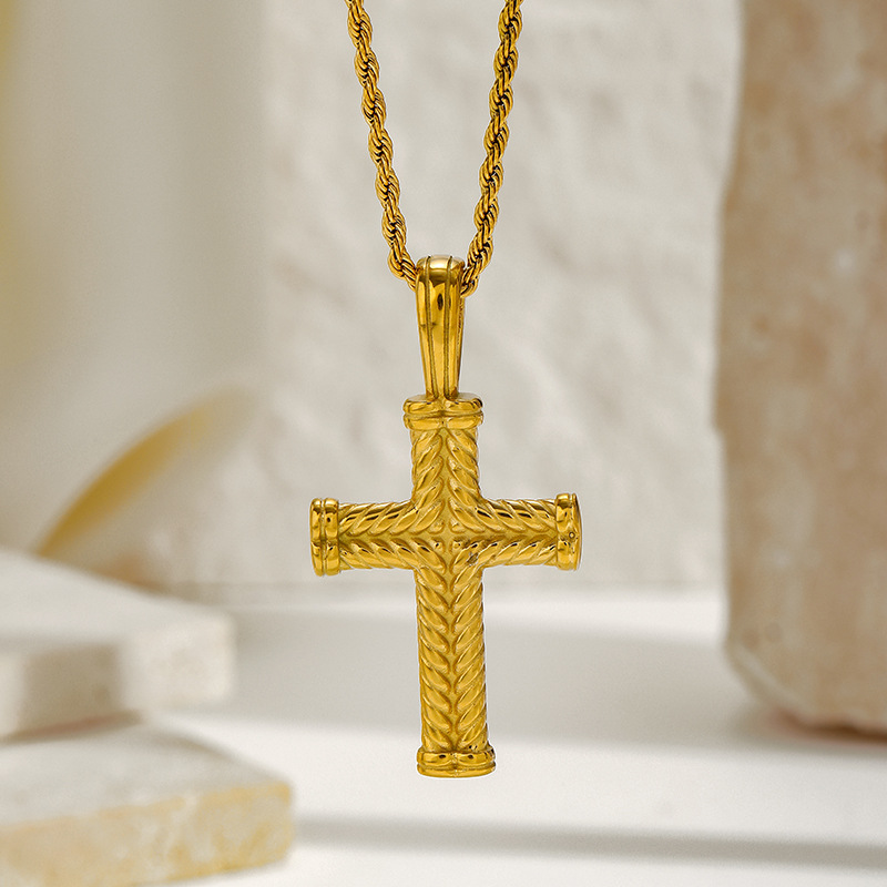 18g Weight Lobster Trigger Clasp Closure Clasp Closure Type 304 Stainless Steel Pendant Material Pendant Necklace Classification 304 Stainless Steel Chain Material box chain, Twisted Rope Chain Chain Type 1 Piece Quantity Casual, Daily Occasion 304 Stainless Steel Material Cross Pattern All Seasons Season Women's Gender Mixed Metal, Plating Design Elegant, Vintage Style Style Wholesale Jewelry Elegant Vintage Style Cross 304 Stainless Steel Mixed Metal Plating Box Chain Twisted Rope Chain Pendant Necklace 12