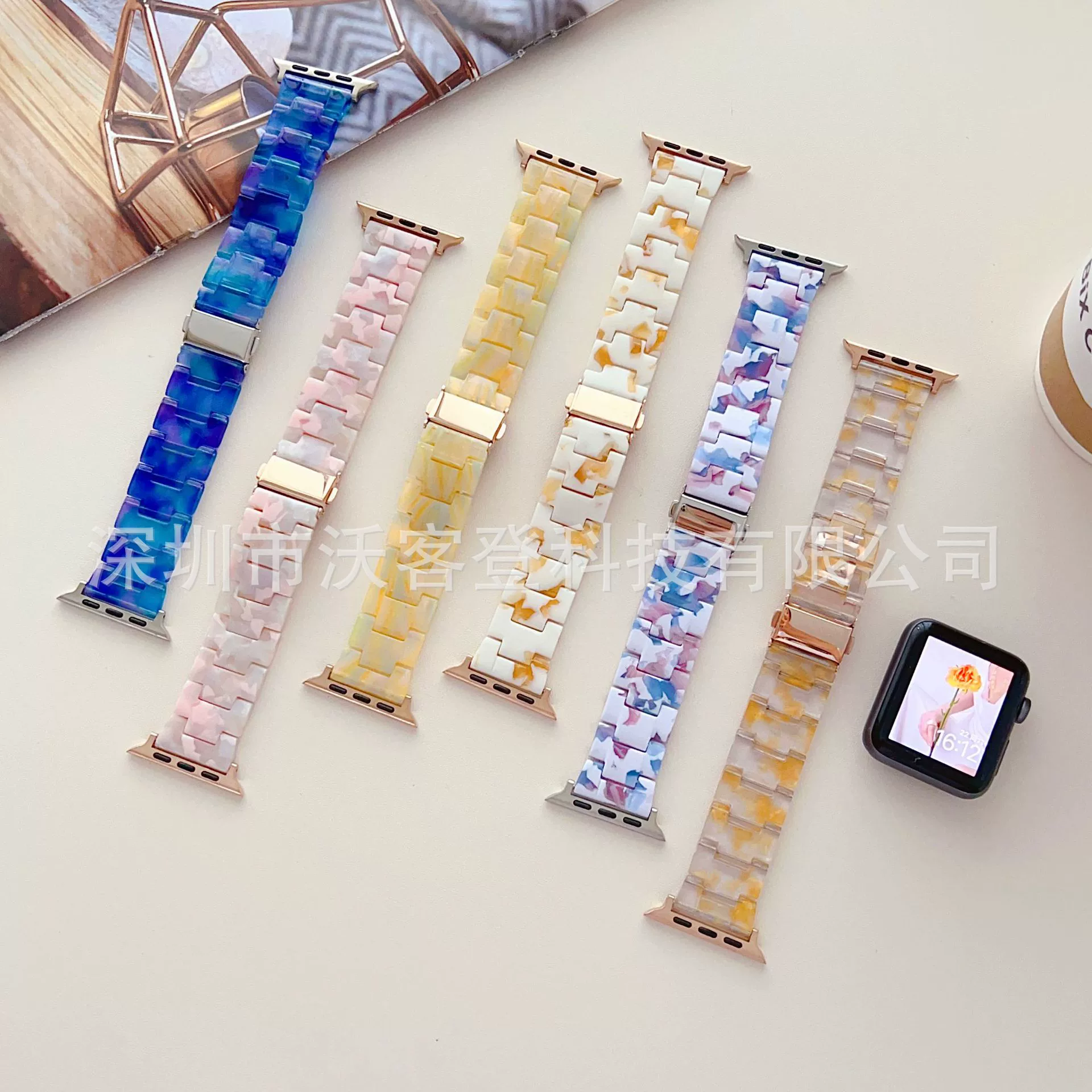 Подходит для Apple Watch ремешок из цветной смолы, Apple Watch 8/SE/7/6/5/4/3, модный и простой